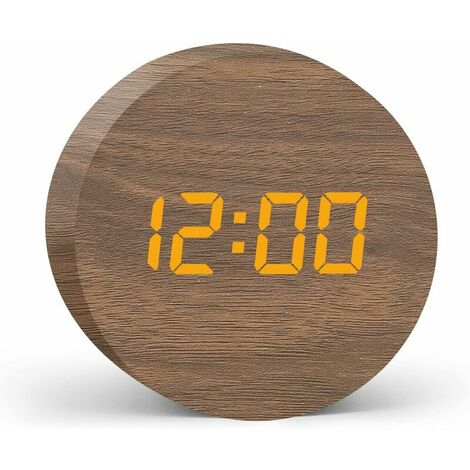 Digital Alarm Clock, Morning Alarm Clock, Digital Clock with 3 Alarms & Snooze, Sonic Control LED Display, USB Powered, Wooden Alarm Clock for Bedroom Office