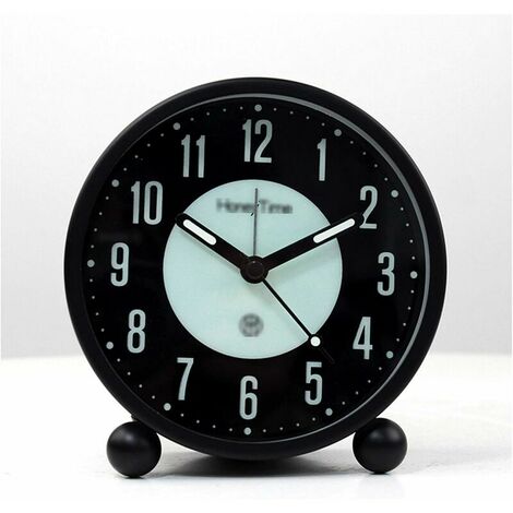 Digital Alarm Clock Round Analog Alarm Silent Non-ticking Luminous Battery Operated Battery Operated Decorative for Bedside Desk, Retro (Black) Digital Clock ( Color : Black1 )