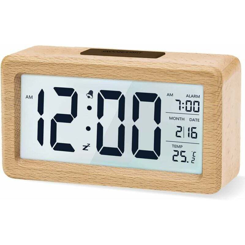 Image of Digital Alarm Clock, Wooden Bedside Clock&hellip;