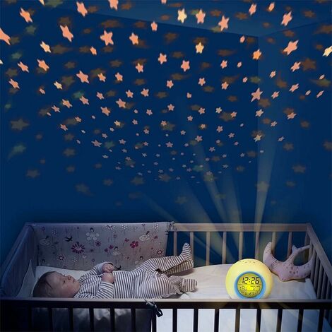 Digital Alarm Clocks for Kids, Digital LED Night Light Alarm Clock Lamp, with Kids Star Projector Cartoon Bedroom Digital Alarm Clock Bedside Night Light Music Wake Up Blue