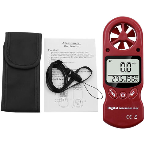 Digital anémomètre Mini Portable LCD Vitesse du vent Température Humidité Mètre avec Multipurpose hygromètre Thermomètre testeur pour planche à voile Kite Flying Ephé