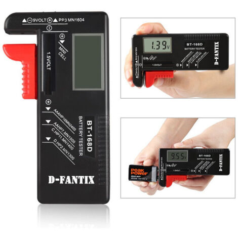 Digital Battery Tester, Universal Battery Tester, Battery Tester for AA, AAA, C, D, PP3, 9V, 1.5V, Button Cell Batteries - Works Without Batteries