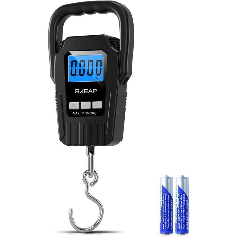 Sunxury - Digital Fish Scale Hanging Scale Fishing Scale, 110lb/50kg Luggage Scale,Fish Weighing Scale, Upgrade Large Handle & Backlit lcd Display,