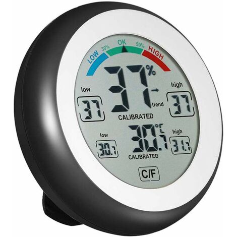 Digital Hygrometer, Room Thermometer Hygrometer Room Temperature,  Wall Desk Thermometer - Black