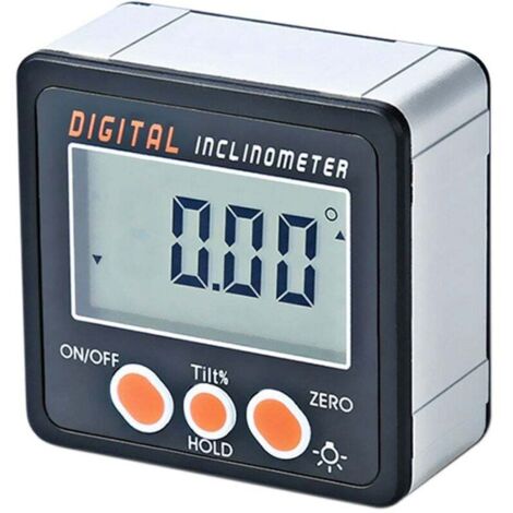 Digital Inclinometer with White Light (0–360°), Electronic Protractor, Aluminum Alloy Housing, Digital Protractor with Bevel Edge and Magnetic Base