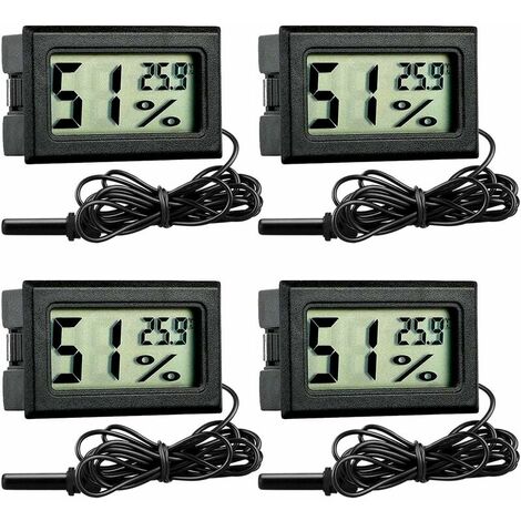 4pcs Mini Hygrometer Thermometer Digital LCD Monitor Indoor/Outdoor  Humidity Meter Gauge Temperature for Humidifiers Dehumidifiers Greenhouse  Reptile