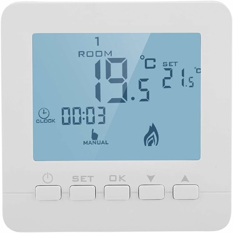 Image of Digital lcd Display Thermostat Smart Temperature Controller 5A Heat Heating Digital Thermostat Clear Comfort Programmable Button Version