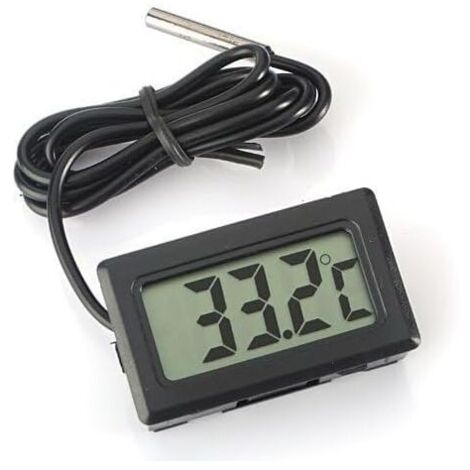 Digital LCD Thermomètre Moniteur de Température avec Sonde Externe pour Réfrigérateur Congélateur Réfrigérateur Aquarium - Noir