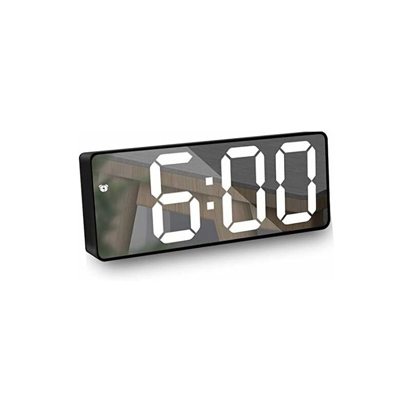 Digital Led Alarm Clock, With Mirror, Snooze Function, Voice Control, Temperature Display, 12/24 Hour Format, For Bedroom, Office, Adjustable