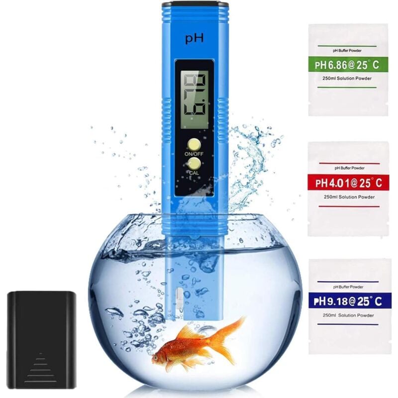 Linghhang - Digital pH Meter, 0.00-14.00 pH Tester, High Density Accurate Water Quality Test Range, Portable Water Quality Testing Instrument for