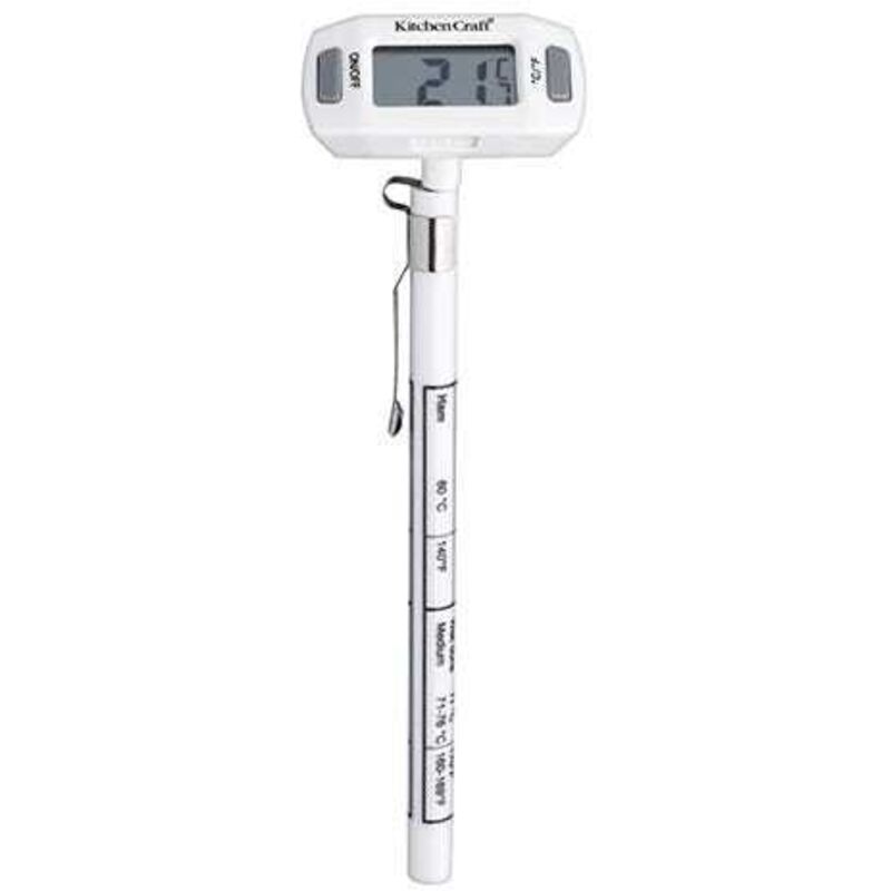 KitchenCraft Digital Probe Thermometer, -45 to 200 deg C, Blister Carded in White