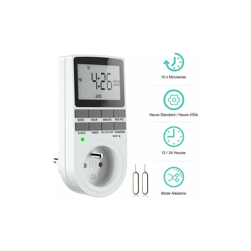 Digital Programmable Snow-Outlet, Weekly Digital Timer with lcd Display, 12H/24H/7Days Electric Outlet Timer, Energy Saving for Home Appliances and