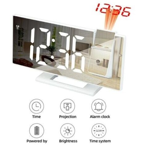 Digital Projection Alarm Clock, LED Electronic Projection Time Alarm Clock Projector Bedroom Bedside Mute Switch MUMU