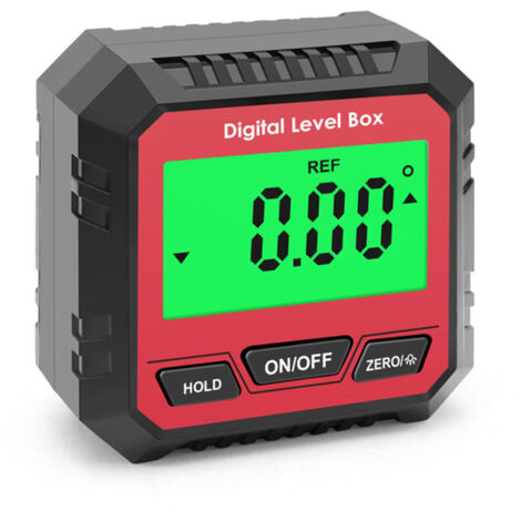 Digital protractor, multi-function angle ruler, slope gauge, backlit LCD screen / magnetic design / data lock, no leveling bubbles, red