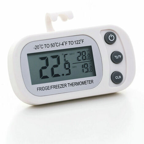 Refrigerator/Freezer Alarm Thermometer 2 Channel Fridge Thermometer with LED Alarm Indicator Max/Min Memory for Home Kitchen Restaurants Bars Cafes