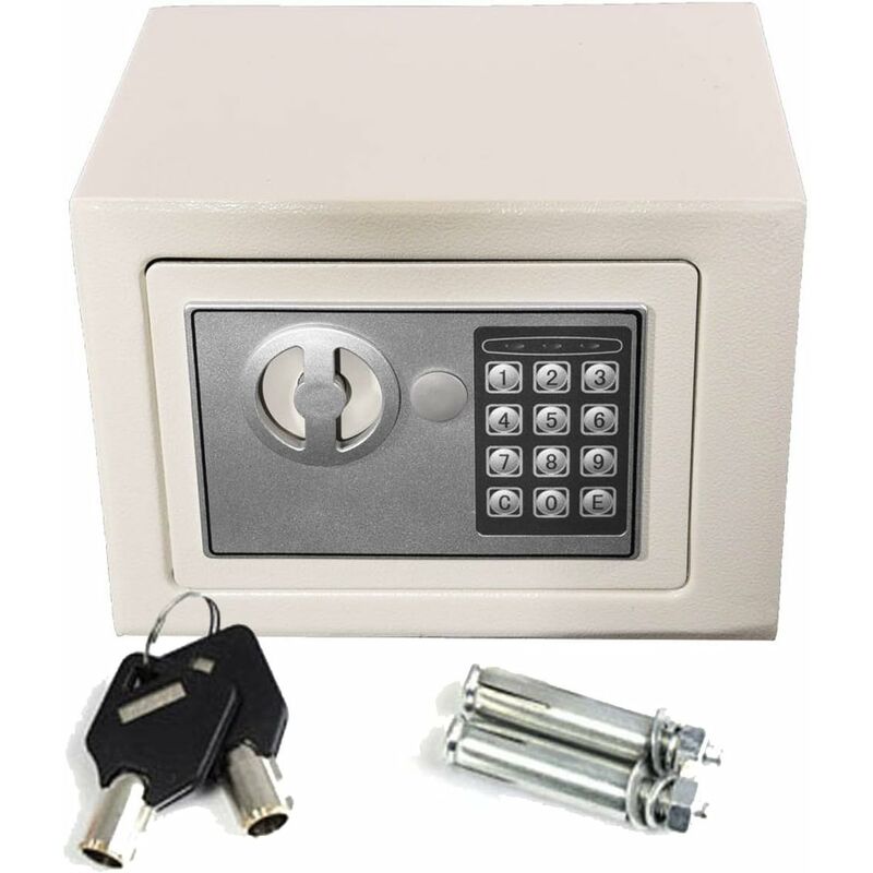 Digital Safe 4.6L Security Cash Jewelry Box Solid Steel Combination Lock With Key Freestanding Wall Floor Mounted 170 230 170mm, White