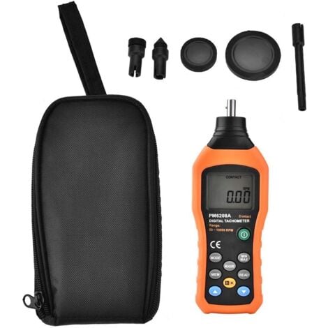 Digital Tachometer, PM6208A Contact Type Digital Tachometer Motor Engine LCD Backlight Display Precision Speed Gauge Handheld Tester