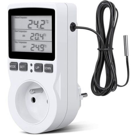 Digital Temperature Controller, Thermostat Socket Heating Cooling LCD Temperature Controller, 230v For Greenhouse Farm Temperature Controller/Terrarium Thermostat