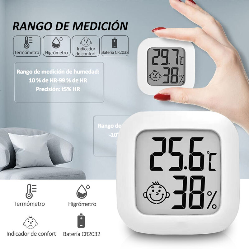 

Digital Termometro higrometro cubierta medidor de humedad Habitacion Mini Termometro con la humedad y temperatura del monitor Medidor de humedad