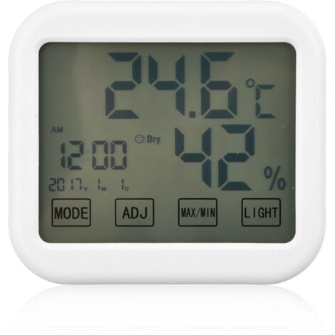 Digital Thermometer Smart Touch Settings Alarm Clock Function Temperature Humidity Recorder with Luminous LCD Screen