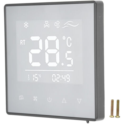 Digital Thermostat LCD Display Touchscreen Smart Air Conditioning Temperature Controller for Home Hotel AC220V Black