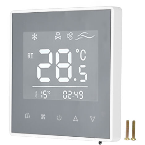 Digital Thermostat LCD Display Touchscreen Smart Air Conditioning Temperature Controller for Home Hotel AC220V White
