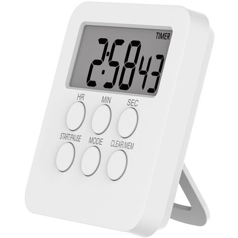 Digital Timer Clock Magnetic Cooking Countdown Alarm 24 Hours with LCD Screen Mute Mode for Studying Sports Office Classroom Library,model:white