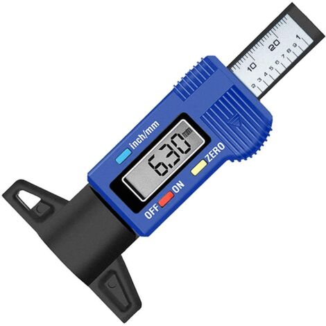 Digital Tire Depth Gauge Caliper LCD 0-25.4mm Digital Tire Depth Gauge for Car Motorcycle Vans Trucks (Blue)