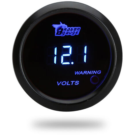 Digital Voltage Meter Gauge for Auto Car 52mm 2in LCD 0~15V Warning Light Black