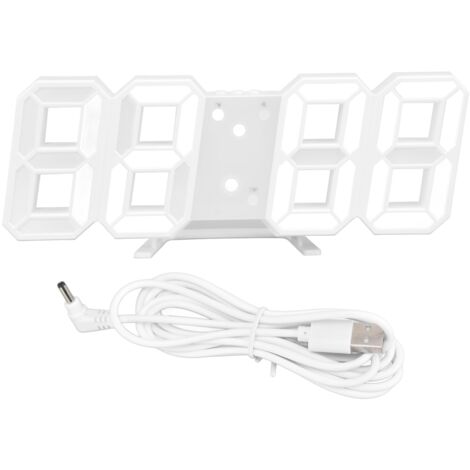 Digital Wall Clock Modern Design Temperature Display Alarm Function Sound Control Auto Sleep LED Wall ClockWhite