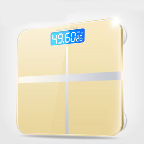 Digital Weight Scale Tempered Glass Smart Accurate Measurement Digital Weight Scale for Home Use Luxury Gold Color 26x26cm / 10.2x10.2in Battery Model