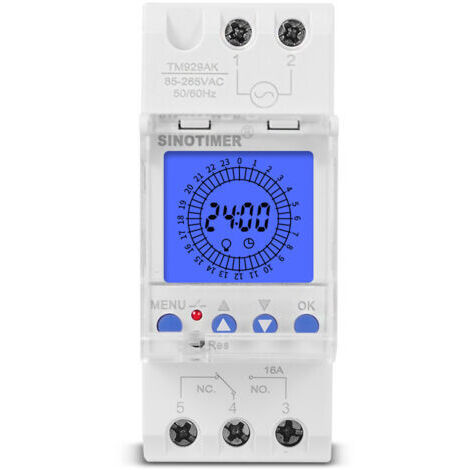 Digitale 24-Stunden-LCD-Anzeige Elektronische Uhr 85-265 V DIN-Schienen-Zeitschaltuhr Intelligenter programmierbarer analoger Timer-Schalter mit 15-Minuten-Intervall (16 A)