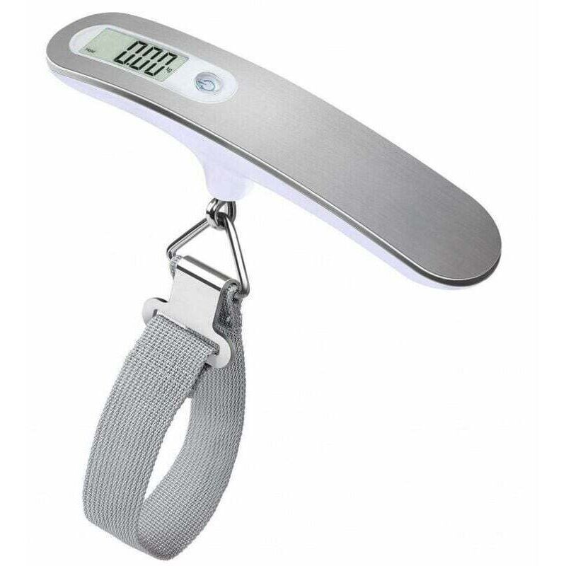 Image of Digitale Hängegepäckwaage aus Edelstahl mit Batterie, silber, bis 50 kg