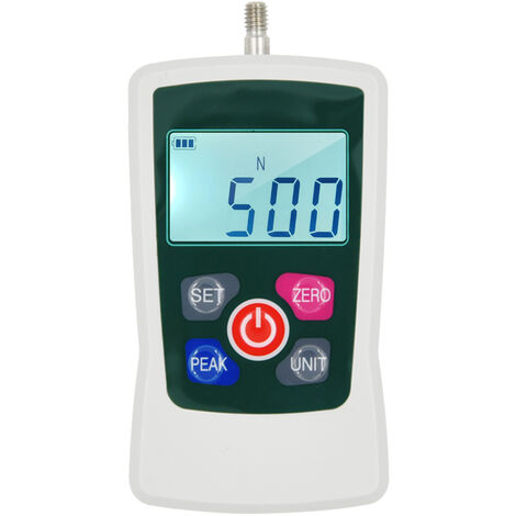 Digitale Kraftanzeige 500N/ 50 kg/ 110 lb/ 1760oz Tragbarer Druckkraftmesser -Einheit Schaltbeleuchtungsbeleuchtung mit 6 Einrichtungsköpfen, Speichergehäuse, automatischer Ausschalten - Modell：Grau Grün