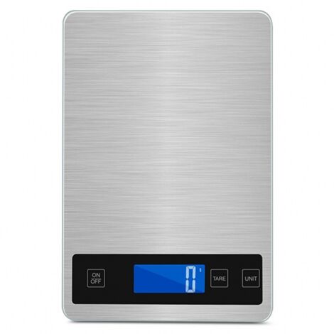 Digitale Küchenwaage, 15 kg, mit LCD-Display + Edelstahl + gehärtetem Glas – präzise wiederaufladbare Version