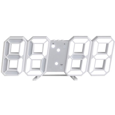 Digitale LED 3D Wanduhr 12/24 Stunden Temperatur Datumsanzeige Zeitanzeige Speicherfunktion Snooze Nachtlicht Helligkeit Regulierbar