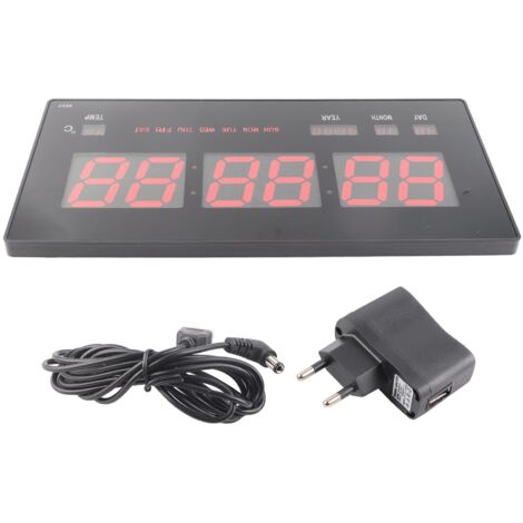 Digitale LED-Wanduhr mit elektrischem Kalender, Nachtlicht für Schlafzimmer oder Büro, EU-Stecker 110–220 V