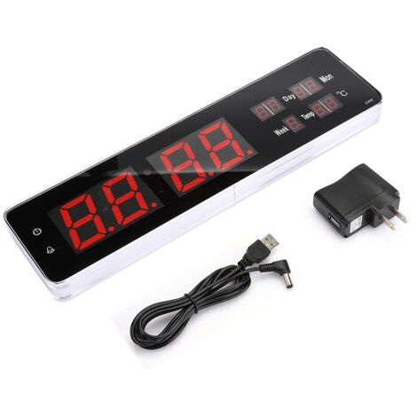 Digitale LED-Wanduhr mit ewigem Kalender für Wohn-/Schlafzimmer, US-Stecker 110–240 V