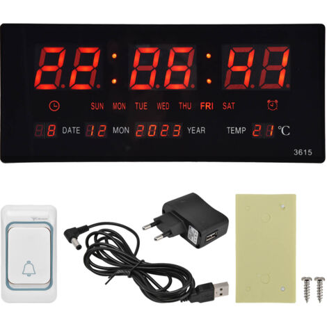 Digitale LED-Wanduhr mit übersichtlichem Display, geräuschlosem Timer für Besprechungsräume, 100–240 V EU-Stecker