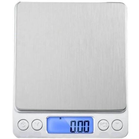 Digitale Mini-Küchenwaage im Taschenformat aus Edelstahl, präzise elektronische Waage für Schmuck, wiegt auf das nächste Gramm genau (0,01 g / 500 g)