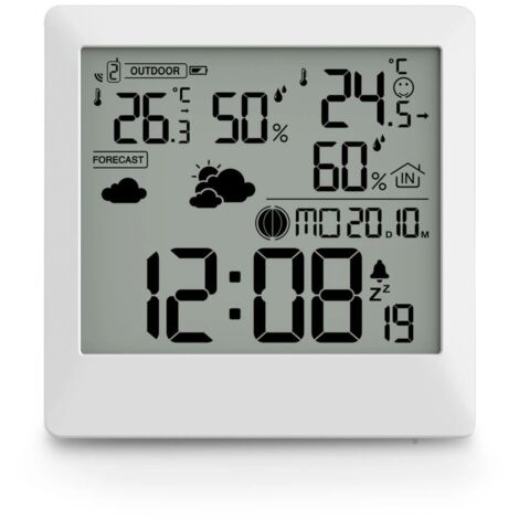 Digitale Palawan-Wetterstation mit Thermometer, Hygrometer – Weiß