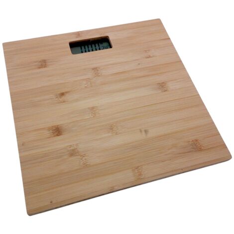 Digitale Personenwaage aus Bambusholz 30x30cm bis 150kg LCD-Display Körperwaage