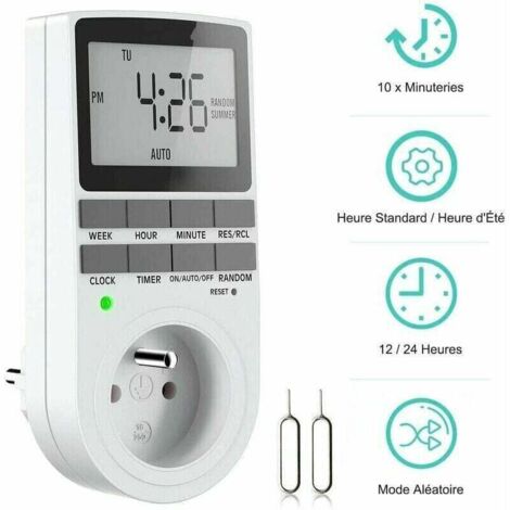 Digitale programmierbare Steckdose, wöchentlicher digitaler Timer mit LCD-Display, 12 Std./24 Std./7 Tage Steckdosen-Timer, Energieeinsparung für Haushaltsgeräte und Beleuchtung (1 Packung), TRIMEC