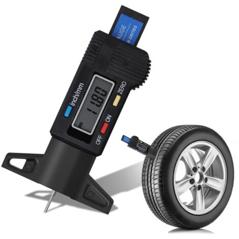 Digitale Reifentiefenmesser, digitaler Reifentiefenmesser, Messschieber mit LCD-Display 0–25 mm, schwarz