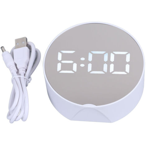 Digitale Wanduhr mit Wecker – Großes rundes weißes Display, gut lesbar, tragbar für Büro, Schlafzimmer und Reisen