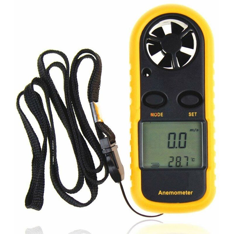 Digitaler Anemometer, Windgeschwindigkeitsmesser, Temperaturmessung der Luftströmungsgeschwindigkeit, Windchill mit LCD-Hintergrundbeleuchtung zum