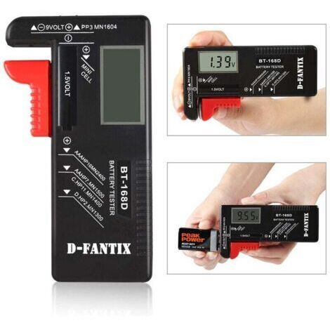Digitaler Batterietester, Universal-Batterietester, Batterietester für AA, AAA, C, D, PP3, 9V, 1,5V, Knopfzellenbatterien - Funktioniert ohne Batterien