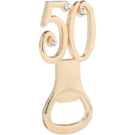 Digitaler Flaschenöffner 50 aus Goldlegierung mit Strasssteinen – Geschenkidee für Hochzeiten, Geburtstage, Partys und Bars