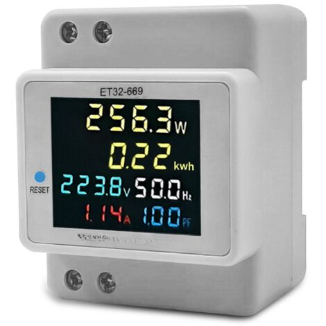 Digitaler Haushaltsenergiezähler (AC40–300 V, 100 A, einphasig), misst Spannung, Stromstärke, Leistung (kWh), Frequenz, Leistungsfaktor, Farb-LCD-Display