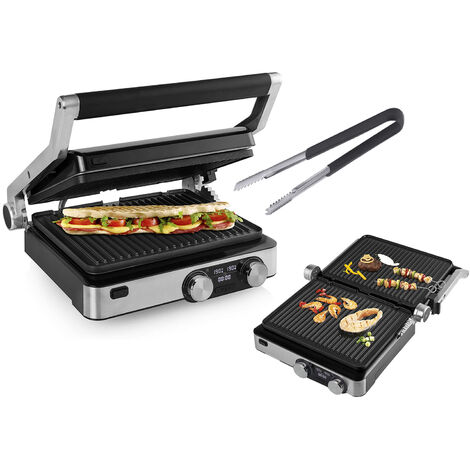 Digitaler Kontaktgrill mit Grillzange, abnehmbare Platten 2000 Watt, 29x23cm